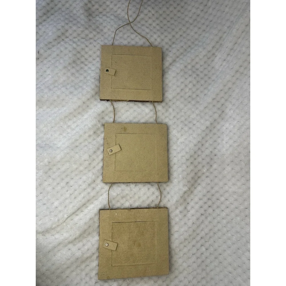 Handcrafted Natural Plant Material Triple Hanging Picture Frames Wall Decor